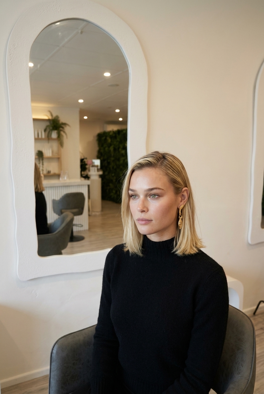 Dirty blonde bob, even tone